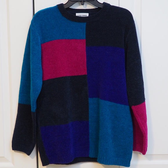 Alfred Dunner Sweaters - Color Block 80s 90s Sweater Alfred Dunner Size Med